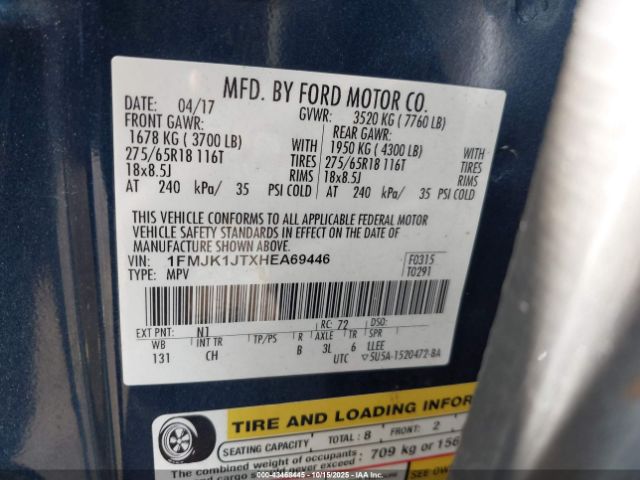 2017 FORD EXPEDITION EL 1FMJK1JTXHEA69446 Photo 8