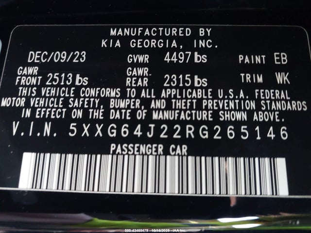 5XXG64J22RG265146 KIA K5 Gt-line