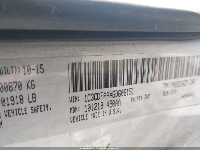 2016 DODGE DART 1C3CDFAAXGD606151 Photo 8