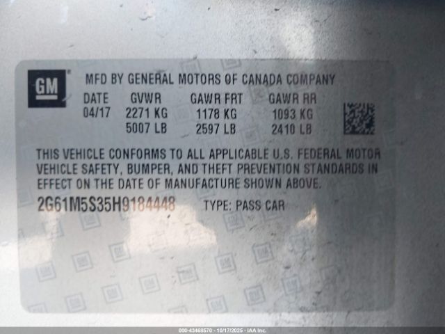 2017 CADILLAC XTS 2G61M5S35H9184448 Photo 8