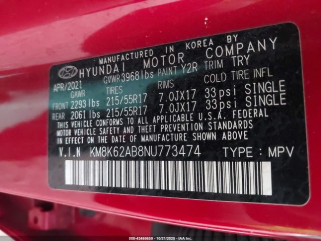 2022 HYUNDAI KONA KM8K62AB8NU773474 Photo 8
