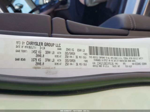 2014 JEEP GRAND CHEROKEE 1C4RJFJG9EC476126 Photo 8