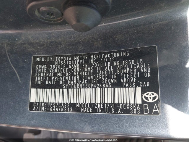 Toyota Corolla S Premium 2016 5YFBURHE6GP424865 Image 9