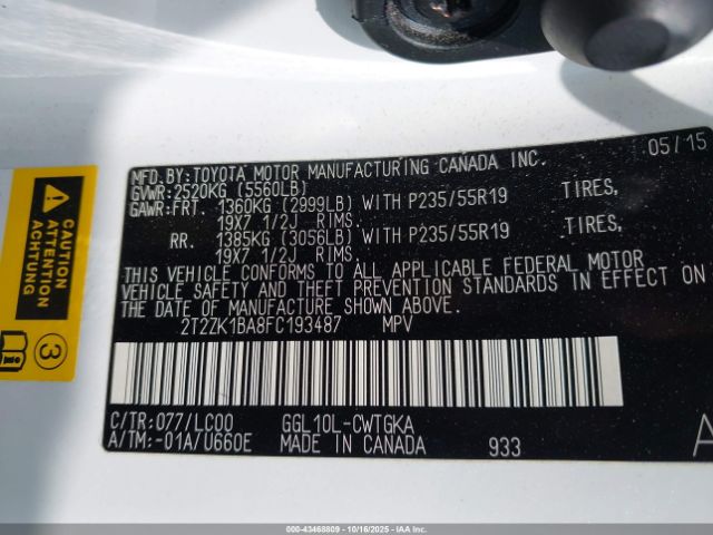 2015 LEXUS RX 350 2T2ZK1BA8FC193487 Photo 8