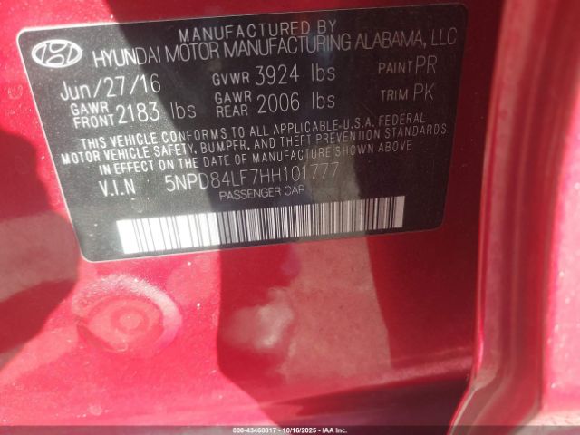 2017 HYUNDAI ELANTRA 5NPD84LF7HH101777 Photo 8