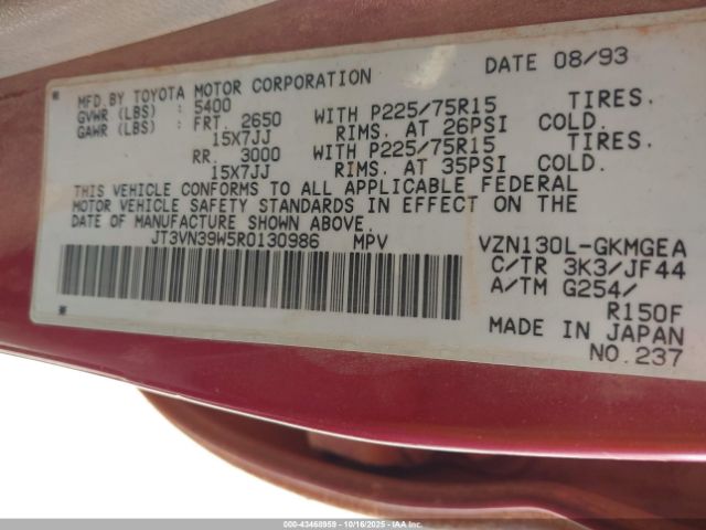 1994 TOYOTA 4RUNNER JT3VN39W5R0130986 Photo 8