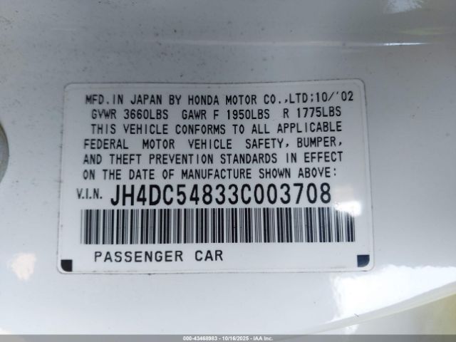 2003 ACURA RSX JH4DC54833C003708 Photo 8