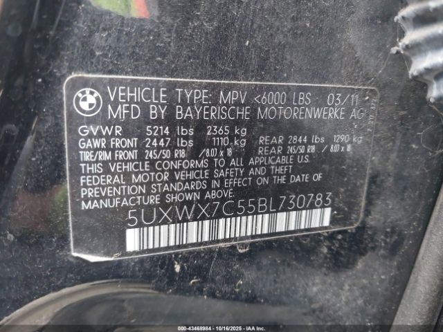 2011 BMW X3 5UXWX7C55BL730783 Photo 8