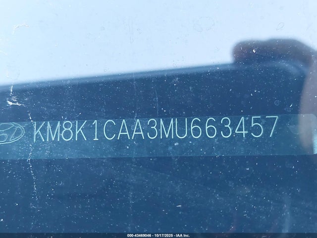 43469046 :رقم المزاد ، KM8K1CAA3MU663457 vin ، 2021 Hyundai Kona Se مزاد بيع