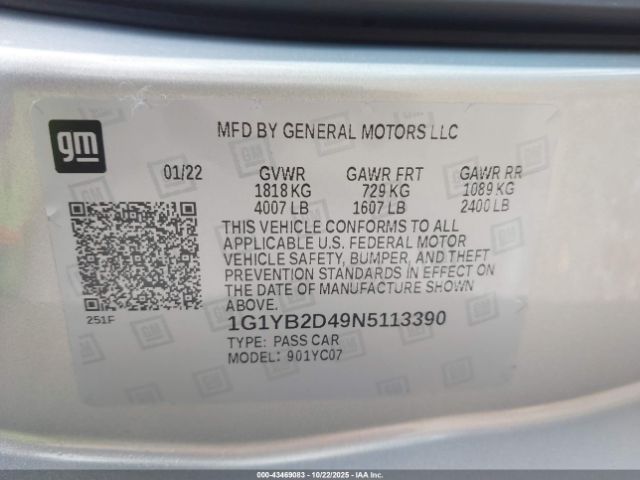 2022 CHEVROLET CORVETTE STINGRAY 1G1YB2D49N5113390 Photo 8