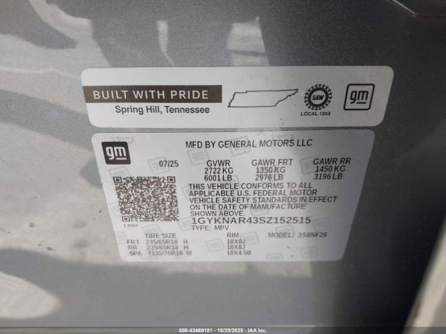 2025 CADILLAC XT5 1GYKNAR43SZ152515 Photo 8