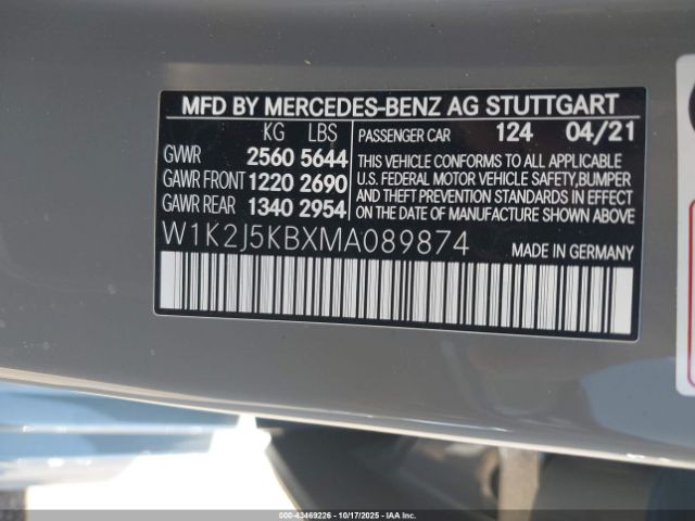 2021 MERCEDES-BENZ CLS 450 W1K2J5KBXMA089874 Photo 8