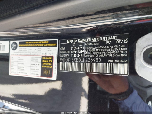 Aukcja sprzedaży 2014 Mercedes-benz E 350, vin: WDDKJ5KB0EF235980, numer aukcji: 43469290