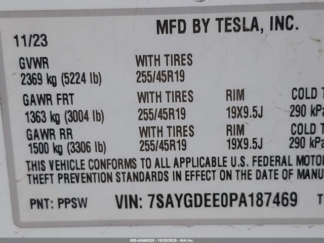 2023 TESLA MODEL Y 7SAYGDEE0PA187469 Photo 8