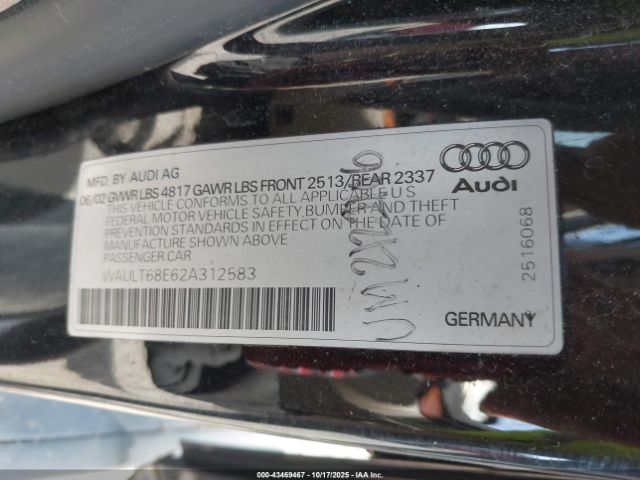 2002 AUDI A4 WAULT68E62A312583 Photo 8