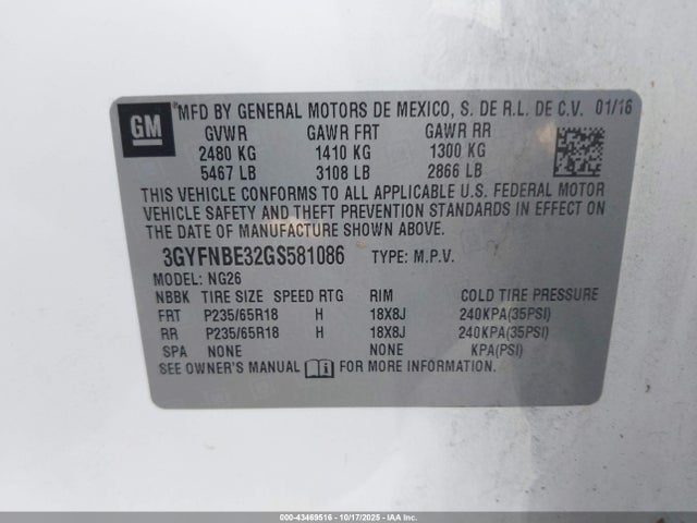 2016 CADILLAC SRX 3GYFNBE32GS581086 Photo 8