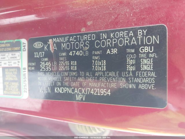 2018 KIA SPORTAGE KNDPNCACXJ7421954 Photo 8