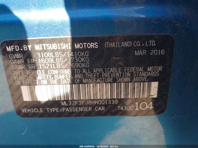 2017 MITSUBISHI MIRAGE G4 ML32F3FJ8HH001339 Photo 8