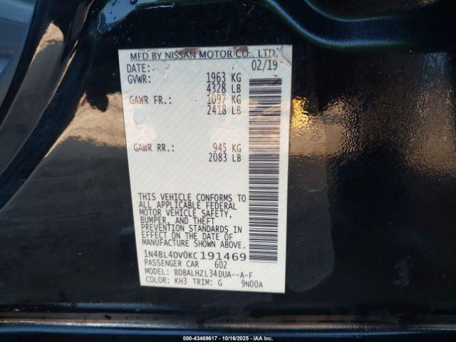 2019 NISSAN ALTIMA 1N4BL4DV0KC191469 Photo 8