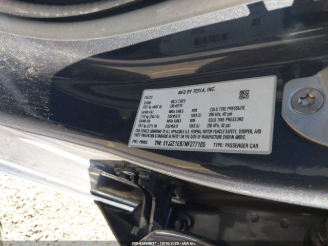 2022 TESLA MODEL 3 5YJ3E1EB7NF277185 Photo 8