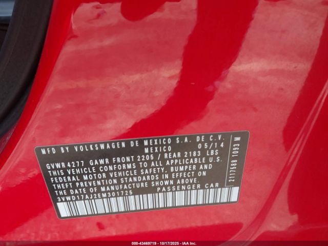 2014 VOLKSWAGEN JETTA 3VWD17AJ2EM301725 Photo 8