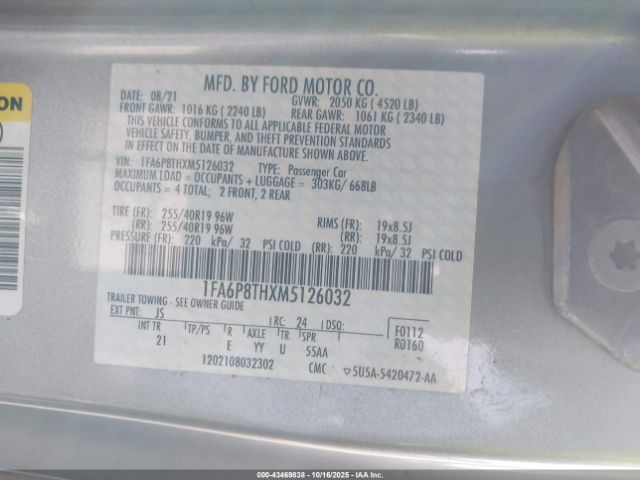 2021 FORD MUSTANG 1FA6P8THXM5126032 Photo 8