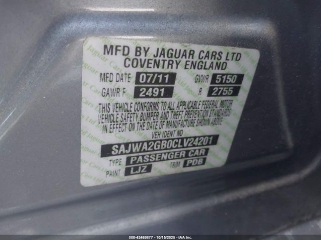 2012 JAGUAR XJ SAJWA2GB0CLV24201 Photo 8