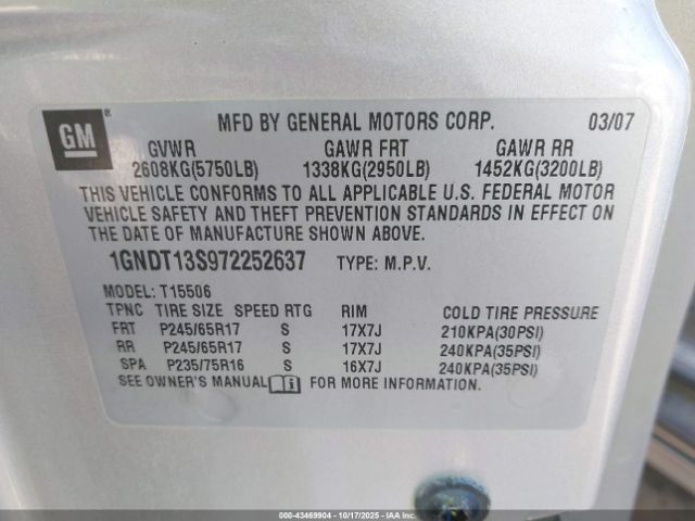 2007 CHEVROLET TRAILBLAZER 1GNDT13S972252637 Photo 8