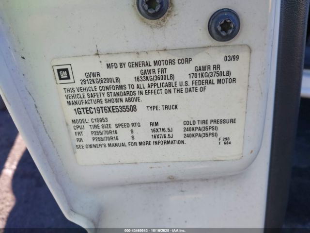 1999 GMC SIERRA 1500 1GTEC19T6XE535508 Photo 8