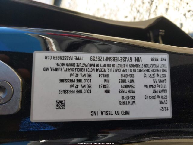 2022 TESLA MODEL 3 5YJ3E1EB3NF129759 Photo 8