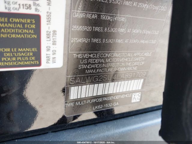 2020 LAND ROVER RANGE ROVER SPORT SALWG2SU4LA891709 Photo 8