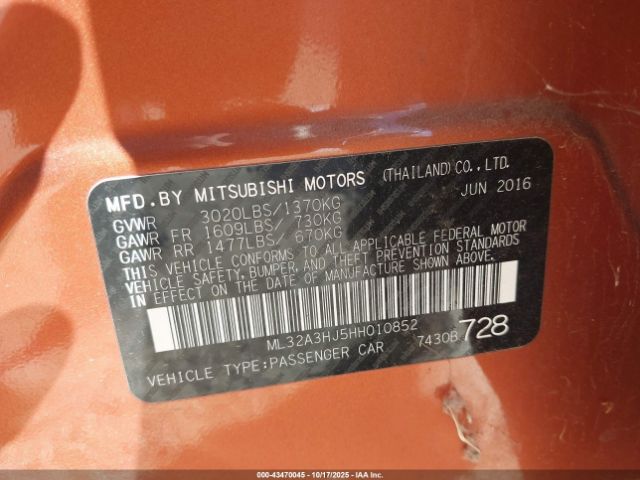 2017 MITSUBISHI MIRAGE ML32A3HJ5HH010852 Photo 8