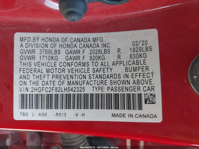 Honda Civic Sport 2020 2HGFC2F82LH542325 Image 9
