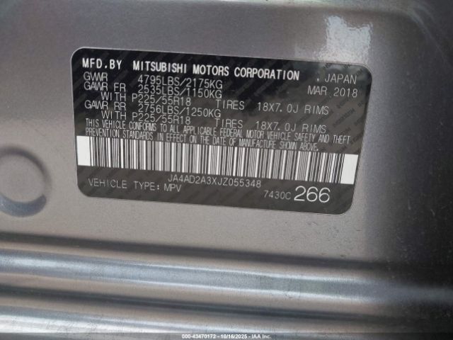 2018 MITSUBISHI OUTLANDER JA4AD2A3XJZ055348 Photo 8