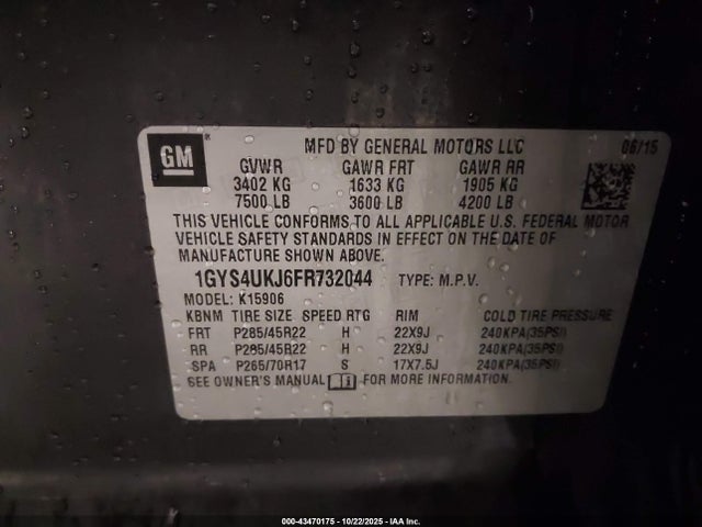 2015 CADILLAC ESCALADE ESV 1GYS4UKJ6FR732044 Photo 8