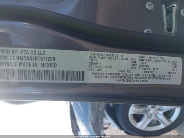 43470186 :رقم المزاد ، 3C4NJDAN4RT577229 vin ، 2024 Jeep Compass Sport 4x4 مزاد بيع