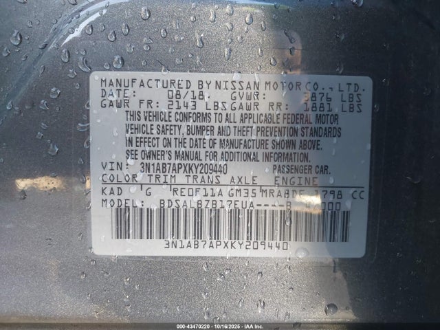 Nissan Sentra 2019 3N1AB7APXKY209440 Image 9