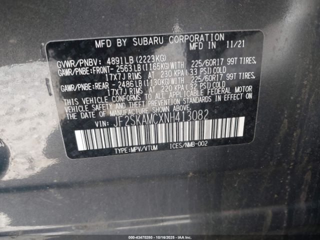 2022 SUBARU FORESTER JF2SKAMCXNH413082 Photo 8
