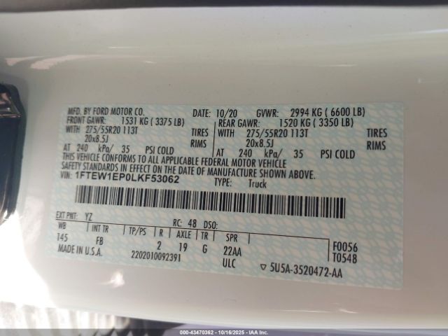 2020 FORD F-150 1FTEW1EP0LKF53062 Photo 8