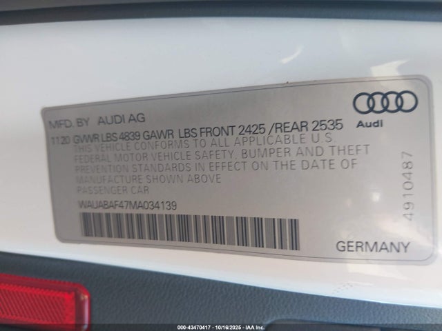 2021 AUDI A4 WAUABAF47MA034139 Photo 8