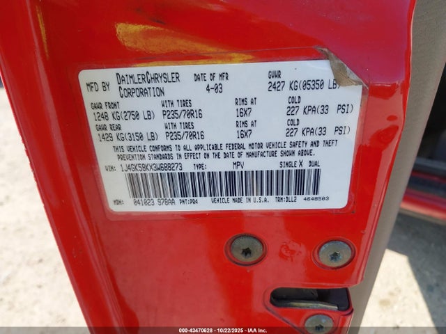 2003 JEEP LIBERTY 1J4GK58KX3W688273 Photo 8