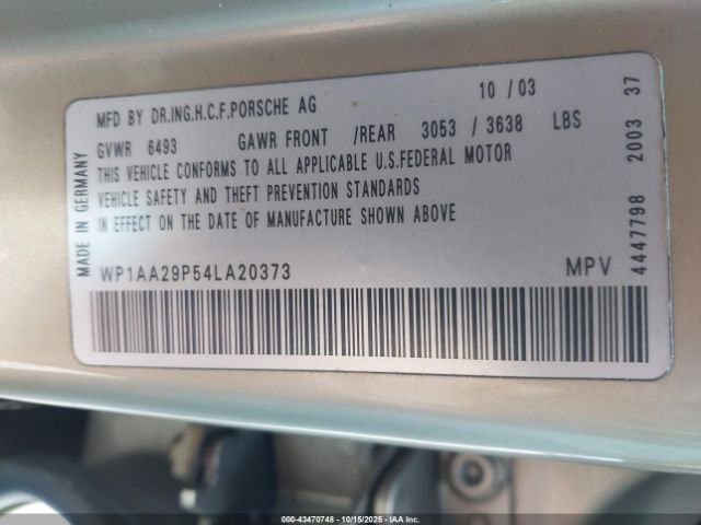 2004 PORSCHE CAYENNE WP1AA29P54LA20373 Photo 8