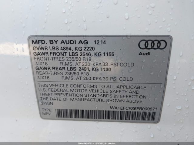 2015 AUDI Q3 WA1EFCFS6FR009671 Photo 8