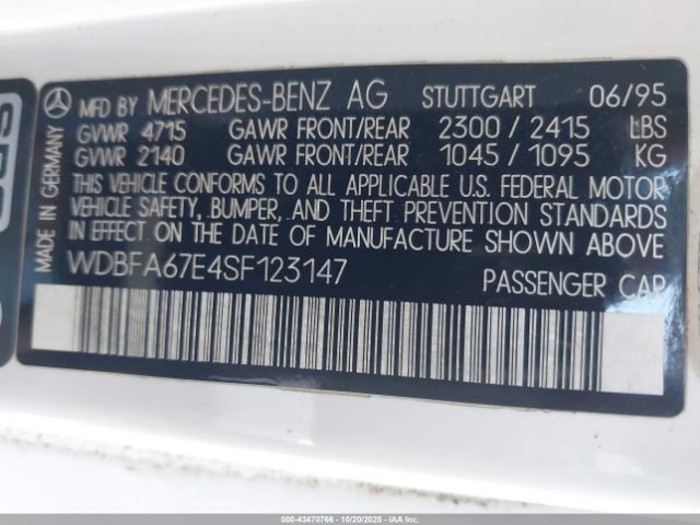1995 MERCEDES-BENZ SL WDBFA67E4SF123147 Photo 8