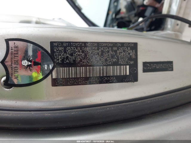 Продажа на аукционе авто 2004 Lexus Sc 430, vin: JTHFN48Y540060941, номер лота: 43470827