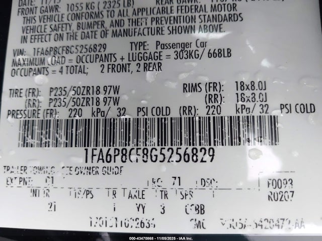 2016 FORD MUSTANG 1FA6P8CF8G5256829 Photo 8