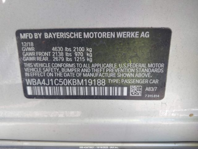 2019 BMW 430I GRAN COUPE WBA4J1C50KBM19188 Photo 8