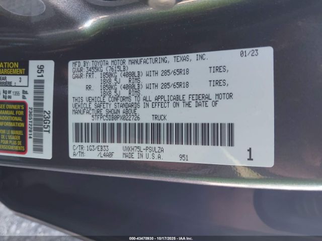 2023 TOYOTA TUNDRA HYBRID 5TFPC5DB0PX022726 Photo 8