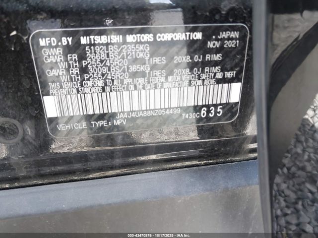 2022 MITSUBISHI OUTLANDER JA4J4UA88NZ054499 Photo 8