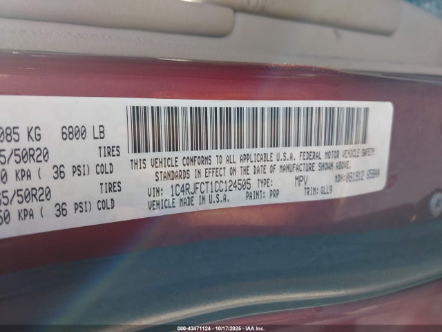 2012 JEEP GRAND CHEROKEE 1C4RJFCT1CC124505 Photo 8